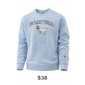 GOAT USA Light Blue Embroidered Logo Crewneck Sweatshirt Size M Preppy
